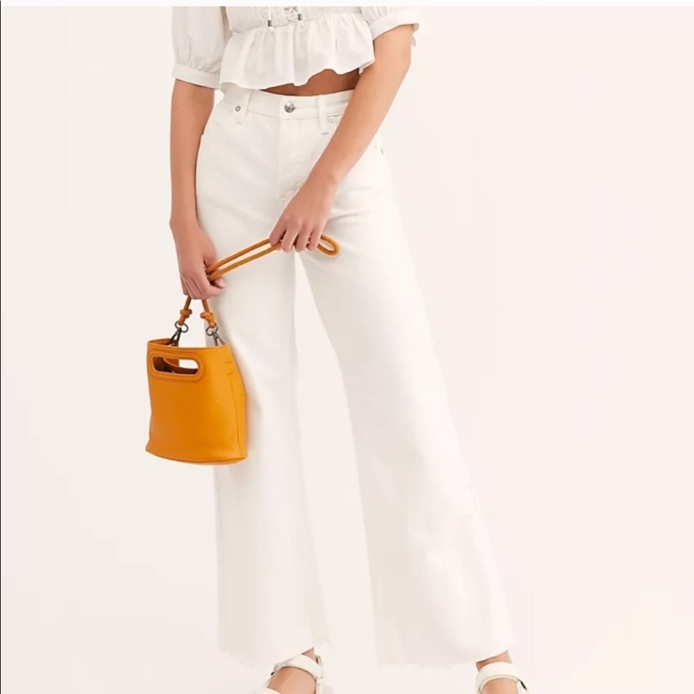 Free People High Waist Flare Jeans White Out